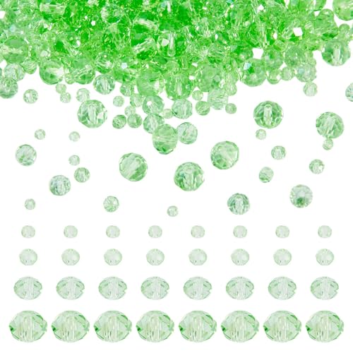 4 Strands Faceted Glass Beads Crystal 3/4/6/8mm Rondelle Transparent Glass Loose Spacer Beads for DIY Bracelet Necklace Wristband Keychain Jewelry Craft Making, Pale Green - color: 3/4/6/8mm-Pale Green