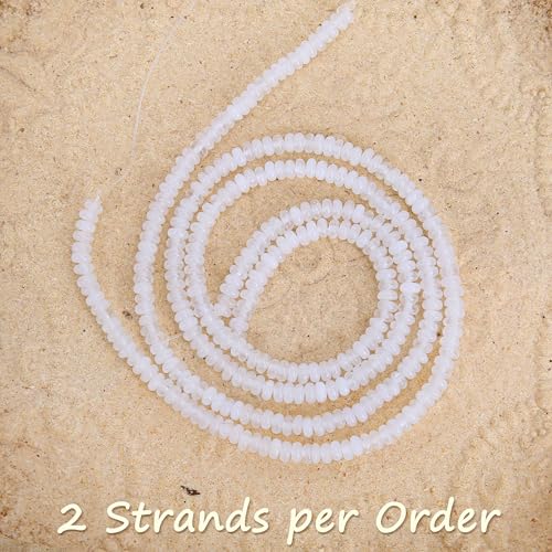 2 Strands (300PCs) White Jade Rondelle Beads, 2 * 4mm Gemstone Loose Spacer Abacus Disk Beads for DIY Bracelet Necklace Earrings Jewelry Making, Craft Supplies Beading Kit - color: White Jade, size: 2*4MM