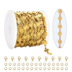 KYUNHOO 4.3 Yard Stainless Steel Heart Chain for Jewelry Making Gold Plated Flower Chains Bulk with Lobster Clasps and Jump Rings for Necklace Bracelet Crafting - color: FLower Gold