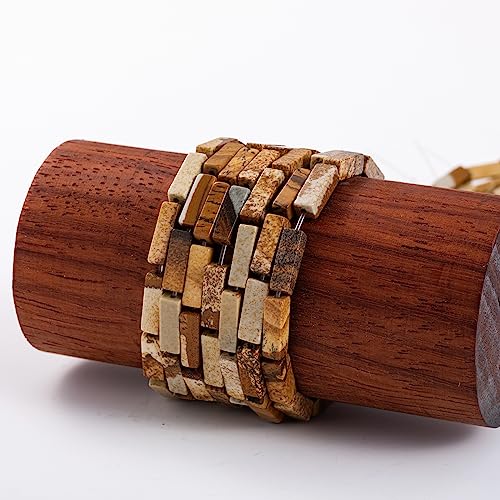 Natural Blown Picture Stone Rectangle Tube Beads 4x13mm 38cm/str Loose Semi Gemstone Stone Beads for Making Bracelets Necklace Earrings - color: Blown Picture, size: 4x13mm Rectangle