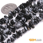 GEM-Inside Crystal Stone Chips for Jewelry Making Genius Gemstone Freeform Loose Beads with Hole for Bracelet Necklace Making Adults 34" (Snowflake Obsidian, 7-8mm) - color: Snowflake Obsidian