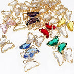 Crystal Zirconia Gold Plated Brass Charms for Jewelry Making Bracelet Necklace Earring Pendant Craft Supplies DIY Accessories - color: Butterfly-White-5Pcs