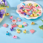 Cheriswelry Cup Cake Resin Pendants Lovely Food Sweet Dessert Dangle Charms Links Hanging Ornament with Metal Loop Fruit Pendants for Key Chains Bracelet Necklace Jewelry Making - color: Ice Lolly & Cake Roll-Mixed Color