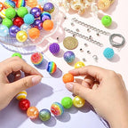 DanLingJewelry 50Pcs 20mm Rainbow Theme Bright Color Acrylic Bubblegum Beads Set Colorful Chunky Beads for Jewelry Making Supplies - color: 50pcs - rainbow