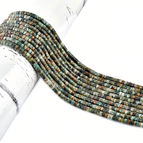 300pcs Natural African Turquoise Heishi Spacer Beads 2x4mm Genuine Real Disc Stone Beading DIY Charm Smooth Loose Gemstone Beads for Jewelry Making Bracelets Necklaces Earrings Crafts - color: African Turquoise