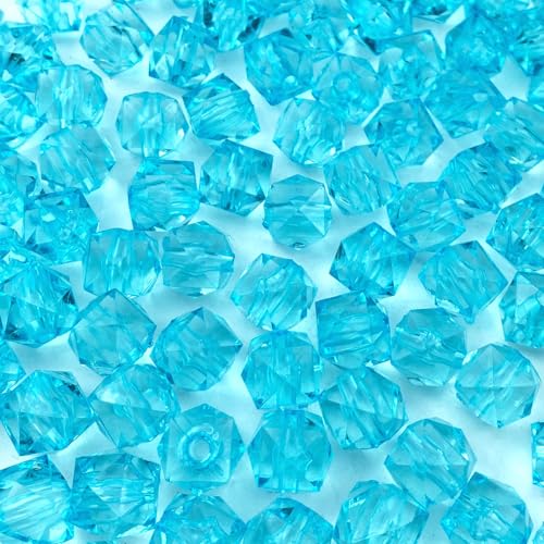 Jmassyang 300 Pieces 8mm Acrylic Faceted Cube Beads Colorful Square with Hole Plastic Loose Spacer Bead for DIY Wind Chimes Suncatcher Necklaces Bracelets Earrings Jewelry Making(Aquamarine) - color: Aquamarine, size: 8MM