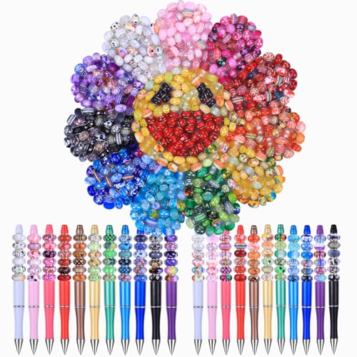 100 Pieces Assorted European Large Hole Fairy Wand Garden Beads, Mixed Color Lampwork Spacer Craft Beads for DIY Jewelry Making Supplies(Inner Flower Multicolor Color) - color: Inner Flower Multicolor Color