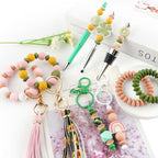 Sunrony 200Pcs Silicone Lentil Beads for Keychain Making, Bulk 12mm Silicone Abacus Spacer Beads for Necklace Bracelet Making Pens(Peach) - color: H-Peach