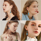 SUNNYCLUE 1 Box DIY 10 Pairs Turquoise Bead Earrings Making Kit Alloy Enamel Leaf Pendants Charms with Turquoise Beads Eye Pin & Earring Hooks for DIY Earring Jewelery Making, Antique Silver - color: 1 Box Diy 10 Pairs Turquoise Bead Earrings Kit