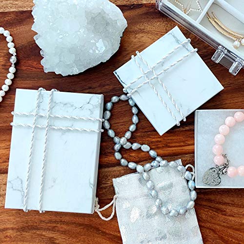 TheDisplayGuys - 25-Pack #75 Cotton Filled Cardboard Paper Jewelry Boxes Gift Case - Marble White (7.1" x 5.2" x 1.3") - for Shipping or Storage - size: 1 Count (Pack of 25), style: 7.1" x 5.2" x 1.3" (#75)