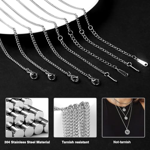 Cadikez 24PCS Stainless Steel Curb Chain Necklace Bulk, 1.5mm 18inch Stainless Steel Finished Flat Twisted Link Chains for Necklace Jewelry Making - color: 1.5mm Stainless Steel