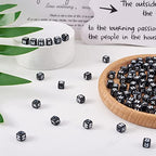 FASHEWELRY 500Pcs Acrylic Cube Letter Beads 5x5x5mm Black Square Letter N Alphabet Beads for DIY Bracelet Necklace Jewelry Making - color: Letter N