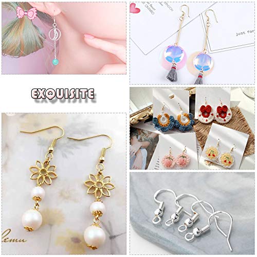 Hypoallergenic Earring Hooks 150 PCS/75 Pairs, Silver Plated Ear Wires Fish Hooks,500pcs Earring Making Kit with Jump Rings and Clear Silicone Earring Backs Stoppers for DIY Jewelry Making - color: Silver,Gold, size: 500pcs