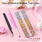 4200 Pcs Nail Art Rhinestones Kit,2-3mm Shiny Gold/Silver/Mixed Colors Rhinestones,3D Pointed Bottom Nail Gems with Tweezers and Dual-end Brush for Manicure DIY Crafts Face Makeup(26-K1-pointed-GS) - color: 26-K1-pointed-GS