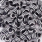 Cheriswelry 100pcs Round Black White Striped Acrylic Beads 6x5mm Chunky Ball Zebra Lined Striped Bubblegum Gumball Bead Spacers for DIY Jewelry Making Supplies Women Girl - color: Round-Black White, size: 6mm