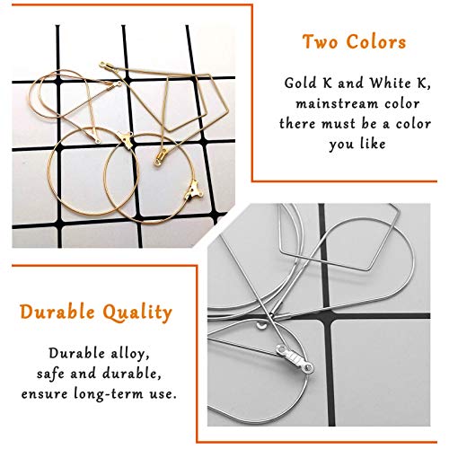 120Pcs Beading Hoop Earrings for Jewelry Making,Round Beading Earrings Hoop Bulk Jewelry Making Beadings Supplies Teardrop Rhombus Geometric Earring Hoops for DIY Craft Earring Hoops(Gold K/White K) - color: Gold K and White K 2