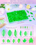 FIVEIZERO 300Pcs Acrylic Green Leaf Flower Beads for Jewelry Making, Transparent Maple Leaves Pendants Tiny Green Leaf Bead Caps for Beaded Plant Earrings Necklaces Bracelets DIY Crafts - color: Leaves
