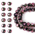 Elecrelive 60Pcs Gold Sand Lampwork Beads Black Rondelle Flower Glass Beads 10mm Floral Crystals for DIY Bracelet Necklace Earring Jewelry Making - color: Black