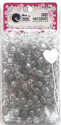 Tara Glitter Color 12 MM Plastic Beads for Braid Hair 240 Pieces in One Pack (Pack of 1, Clear)