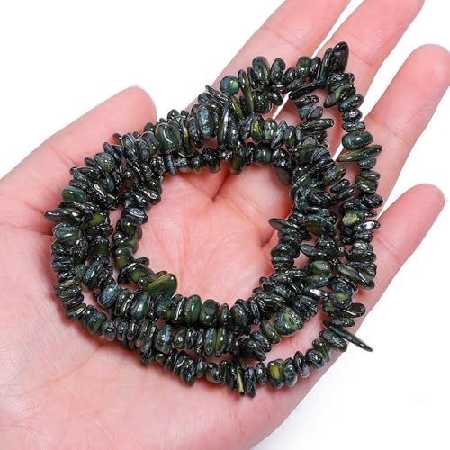 Chip Shell, 260pcs 5-8mm Irregular Shell Beads with Holes, Forest Green Shell & Moss Agate Like Chip Beads for Jewelry Making - color: Forest Green