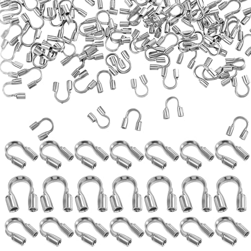 200PCS Wire Guards for Jewelry Making, Stainless Steel Wire Guardian Protectors, U Shape Wire Guard Loops Thread Protector, Silver U Shape Wires Guard Loops for Earring Bracelet Necklace DIY