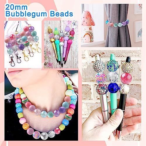 DanLingJewelry 50Pcs 20mm Candy Color Acrylic Round Beads Colorful Plastic Bubblegum Round Beads for Jewelry Making Kit - color: 50pcs - mix