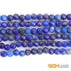 GEM-Inside 3mm Natural Blue Lapis Lazuli Gemstone Semi Precious Round Faceted Spacer Beads for Jewelry Making 15" - color: AA Blue Lapis Lazuli, size: 3mm