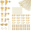 220Pcs No Tarnish Ball Stud for Earring Making, stino Hypoallergenic Stainless Steel Earring Posts, Jewelry Findings Supplies, Silver & Gold Plated (Gold Plated) - color: Gold