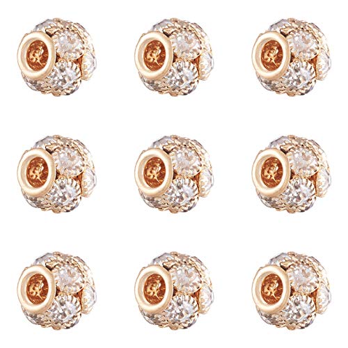 Craftdady 30Pcs 12mm Crystal Rhinestone Rondelle Spacer Beads Light Gold Disco Ball Loose Beads for Jewelry Making - color: Light Gold-12x10mm