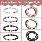 Zefy 996 Pcs 6mm Natural Stone Beads, Round Crystals Bead Genuine Real Stones, Gemstone Beads Kit with Spacer Bead Charms for Bracelets Jewelry Making (20 Colors)