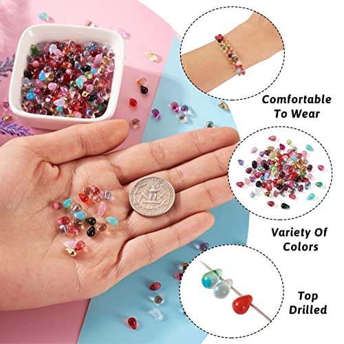 Craftdady 350Pcs Teardrop Czech Glass Beads Mixed Colors Lustered Drop Spacer Loose Beads 6.5x4.5mm Top Drilled for Jewelry Craft Making - color: Mixed Colors, 6.5x4.5mm