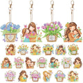Huquary 24 Pcs Mother's Day Diamond Art Painting Keychains Kits 5D DIY Diamond Art Mother's Day Crafts Pendant Ornaments for Mom Grandma Flower Basket Mom and Child Charms for Birthday Decorations - style: Mom