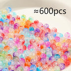 8mm Acrylic Beads 600pcs Double Color Crack Beads Multicolor Spacer Bubble Bead Plastic Crafts Bead for DIY Necklaces Bracelets Earrings Jewelry Making (Double Crack) - color: blue&purple