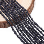 70pcs Natural Blue Sand Stone Beads，4x6mm Egg Shape Loose Gemstone Beads for Jewelry Making Design Earring Necklace - color: blue sand