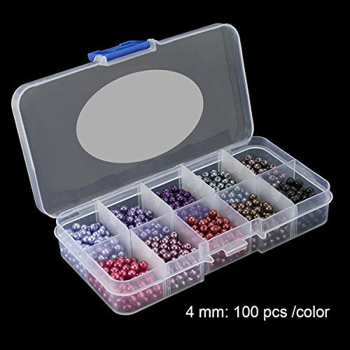 BEADNOVA Satin Pearls Beads for Crafts Tiny Loose Glass Imitation Pearls for Jewelry Making (4mm, 1000pcs, Multi Color) - color: 4mm 1000pcs Mix Lot M04