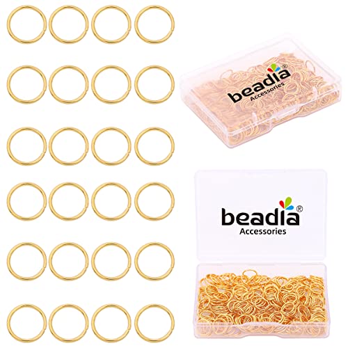 BEADIA 18K Gold Plated Jump Rings Non Tarnish 8mm 300pcs for Jewelry Making Findings - color: Gold, size: 0.7x8mm