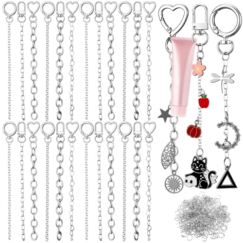 Liliaafar 48 Set Keychain Making Kit Gold Silver Metal Keychain Clips with Key Ring Swivel Snap Hook Lobster Claw Clasps Extender Chain Bulk for DIY Craft Lip Gloss Bag Accessories Gift (Silver) - color: Silver