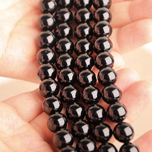 ABCGEMS Russian Blackest-Black Jet Stone Beads AKA Lignite Coal (Slightly Harder Than Amber- Formed from Fossilized Wood Over Million of Years) Healing Energy Smooth Round 10mm - color: Blackest-Black Jet Stone (From Russia)