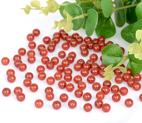4mm 200pcs Natural Stone Round Beads Carnelian Genuine Stone Beading Loose Gemstone DIY Charm Smooth Beads for Bracelets Necklaces Earrings Hole Size 1mm (Carnelian 4mm) - color: Carnelian, size: 4mm