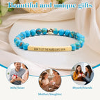 INSYOHO Dont Let the Hard Days Win Bracelet – Inspirational Healing Crystal Bracelet for Women & Men, Agate & Amethyst Beaded Adjustable, Motivational Gift for Stress Relief & Positivity - color: Turquoise Blue Sea Sediment Jasper