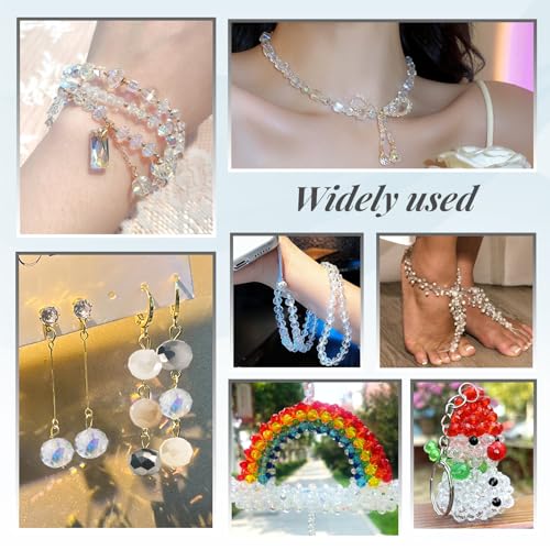 TOAOB 1000pcs Briolette Crystals Glass Beads 4mm 6mm 8mm Rondelle Faceted Spacer Beads White Loose Beads for Bracelets Necklace Earrings Jewelry Making - color: White