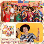 Ferreve 25 Set Cinco De Mayo DIY Bead Necklaces Crafts Kit Mexican Fiesta Birthday Party Favors Supplies Decorations Cactus Maracas Tacos Sombreros Avocados Wooden Charms with Fiesta Cards