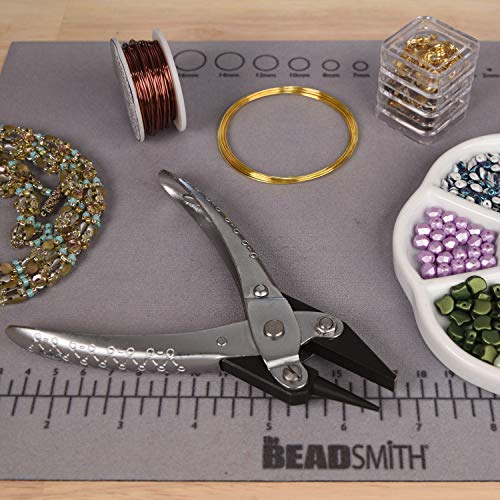 The Beadsmith Round/Flat Nose Parallel Pliers, 5.5 inches (140mm) Steel Tool for Jewelry Making, with Spring - style: Round Nose/Flat Nose - 140mm