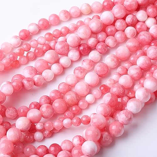 6MM White Pink Persian Jade Round Loose Beads Natural Gem Beads Crystal Energy Stone Beads for Jewelry Making DIY Bracelet Necklaces - color: White Pink Persian Jade, size: 6mm