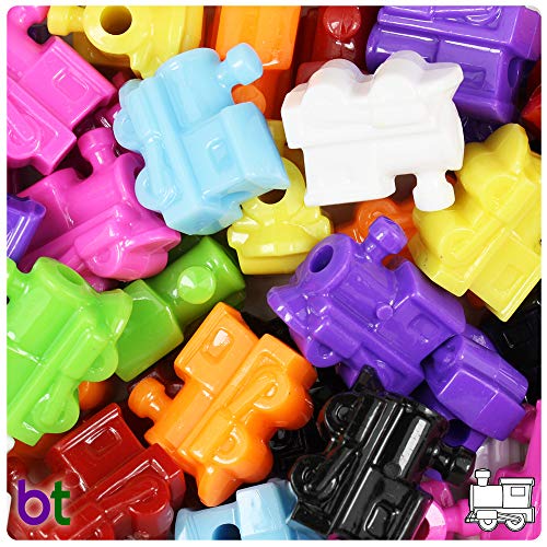 BeadTin Opaque 22mm Train Pony Beads (24pcs) (Multi) - color: Multi