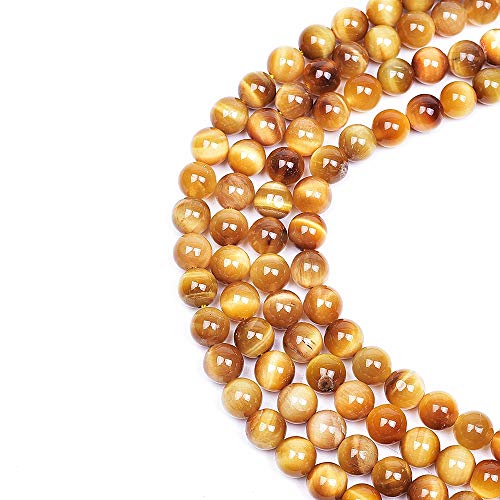 Natural Round AAA+ Gold Tiger Eye Gemstone Loose Beads Energy Stone Healing Power for Bracelet Jewelry Making 1 Strand 15 inches (6mm, 60pcs) - color: gold, size: 6mm