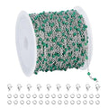 UMAOKANG 33 Feet Green Enamel Beaded Chain for Jewelry Making Stainless Steel Thin Chains Necklace Bracelet DIY Bulk Chain - color: Green-Silver