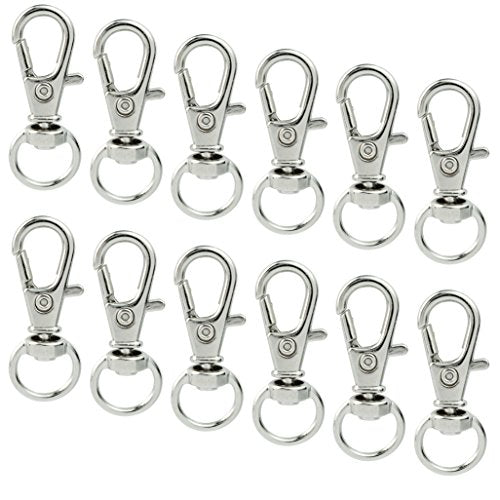 50 pcs Swivel Clasps Lanyard Snap Hook,cnomg Metal Swivel Lanyard Snap Hook Lobster Claw Clasp(Sliver) - color: Sliver, size: 1.2 inches