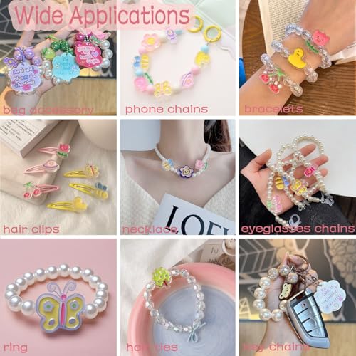40PCS 20 Styles Large Acrylic Cute Assorted Beads for Jewelry Making Candy Tulip Flower Bear Duck Bee Butterfly Beads for Necklace Earrings Braclets Crafts Focal Beads Chunky Keychain Phone Charms