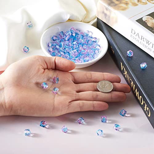 Craftdady 100pcs Polygon Acrylic Beads Pink Transparent Crystal Spacer Charms with 1mm Hole for DIY Jewelry Making - color: Pink Spray Painted,Polygon